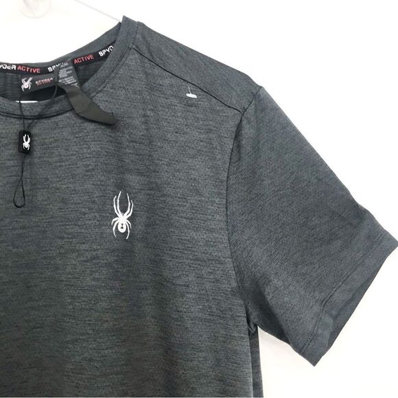 Spyder Active Gray Performance Athletic Short Sleeve Shirt- New Without Tags - Picture 4 of 10